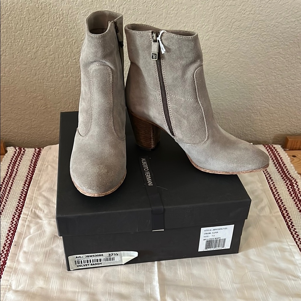 Alberto Fermani Gray Suede Ankle Booties